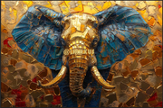 GOLD AND BLUE ELEPHANT