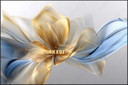 GOLD AND BLUE FLORAL ABSTRACT  DESIGN