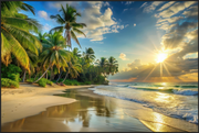 SUNSET OVER A TROPICAL BEACH