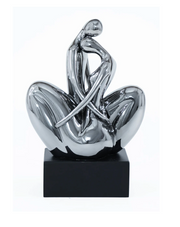 Silver Hugging Couple Sculpture