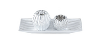 3pc Silver Tabletop Candle Holder Set.