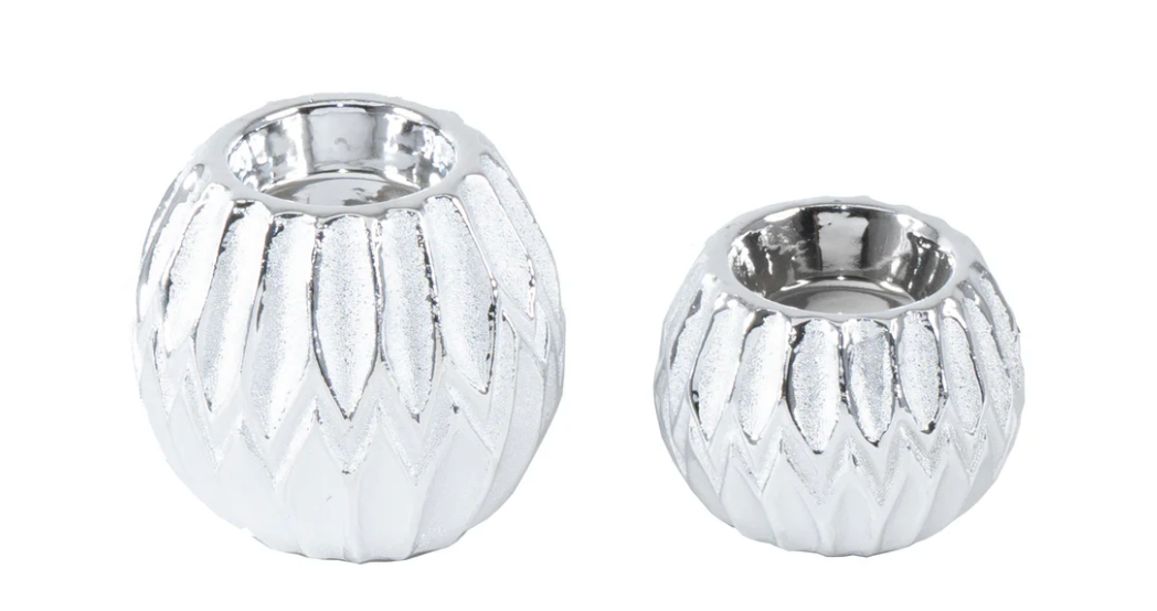 3pc Silver Tabletop Candle Holder Set.