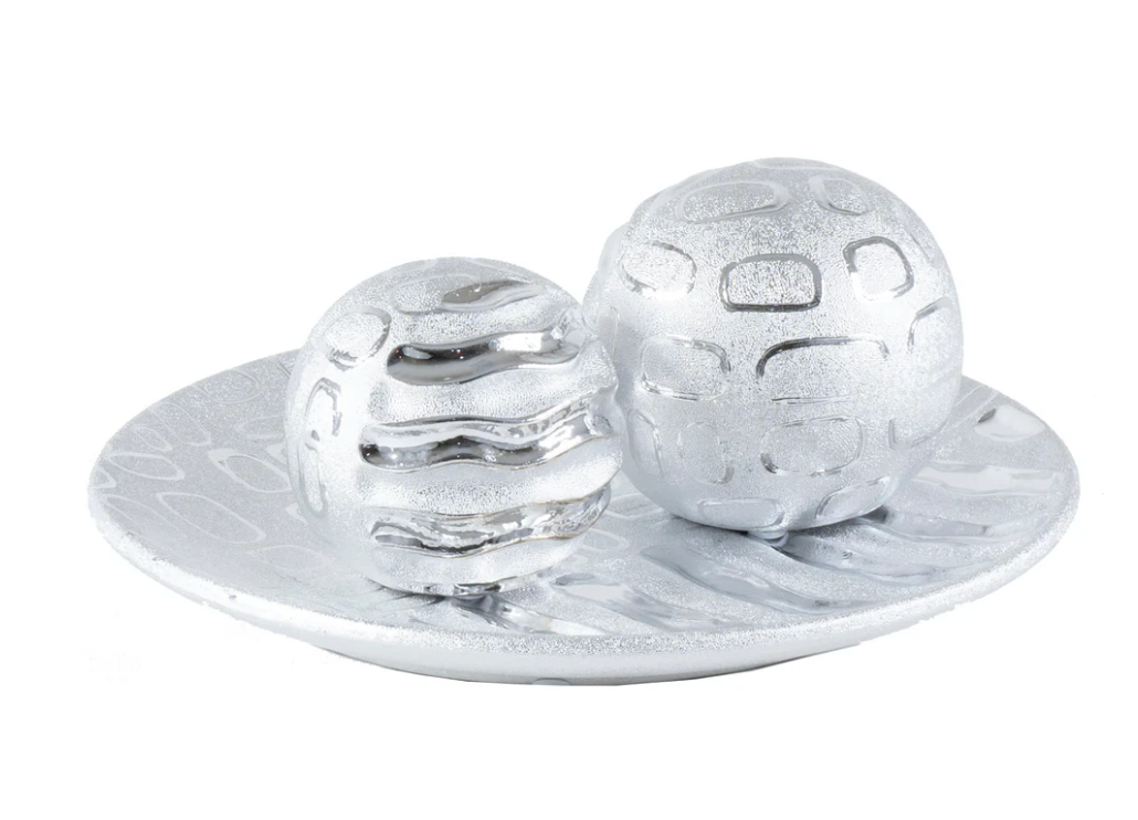 3pc Silver Tabletop Decor Set.