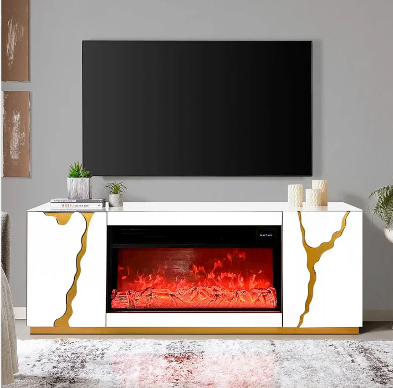 TV stand with fireplace