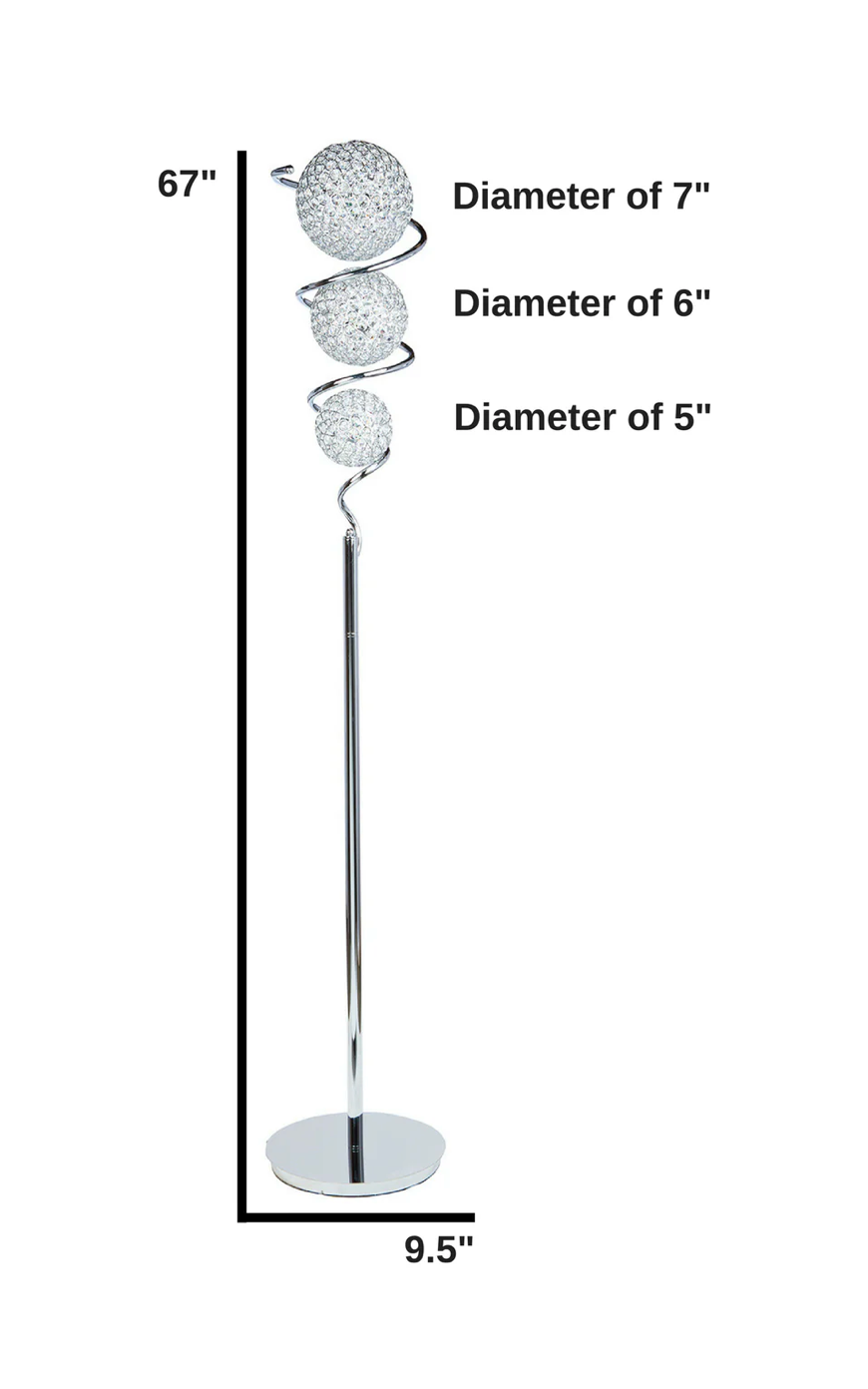 VERTICAL CRYSTAL SPHERE FLOOR LAMP // 3 LIGHT