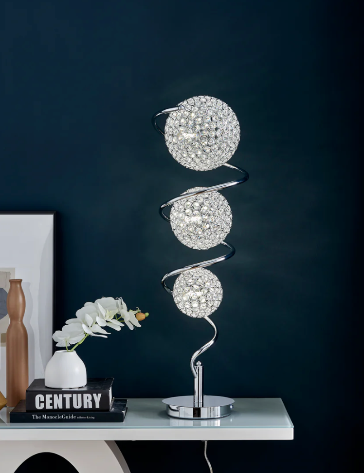 VERTICAL CRYSTAL SPHERE TABLE LAMP // 3 LIGHT