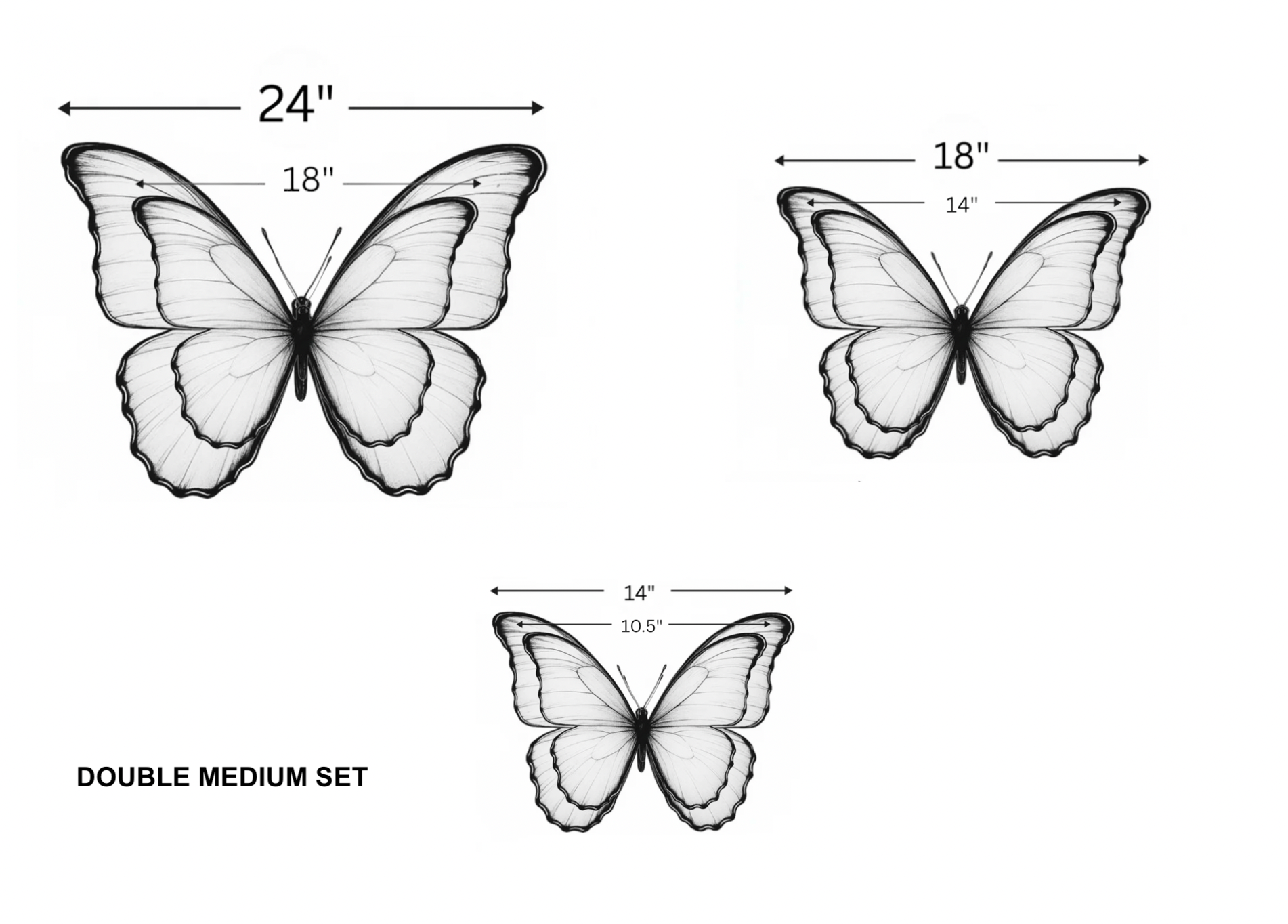 3 PCS DOUBLE SET ACRYLIC BUTTERFLY WITH MIRROR