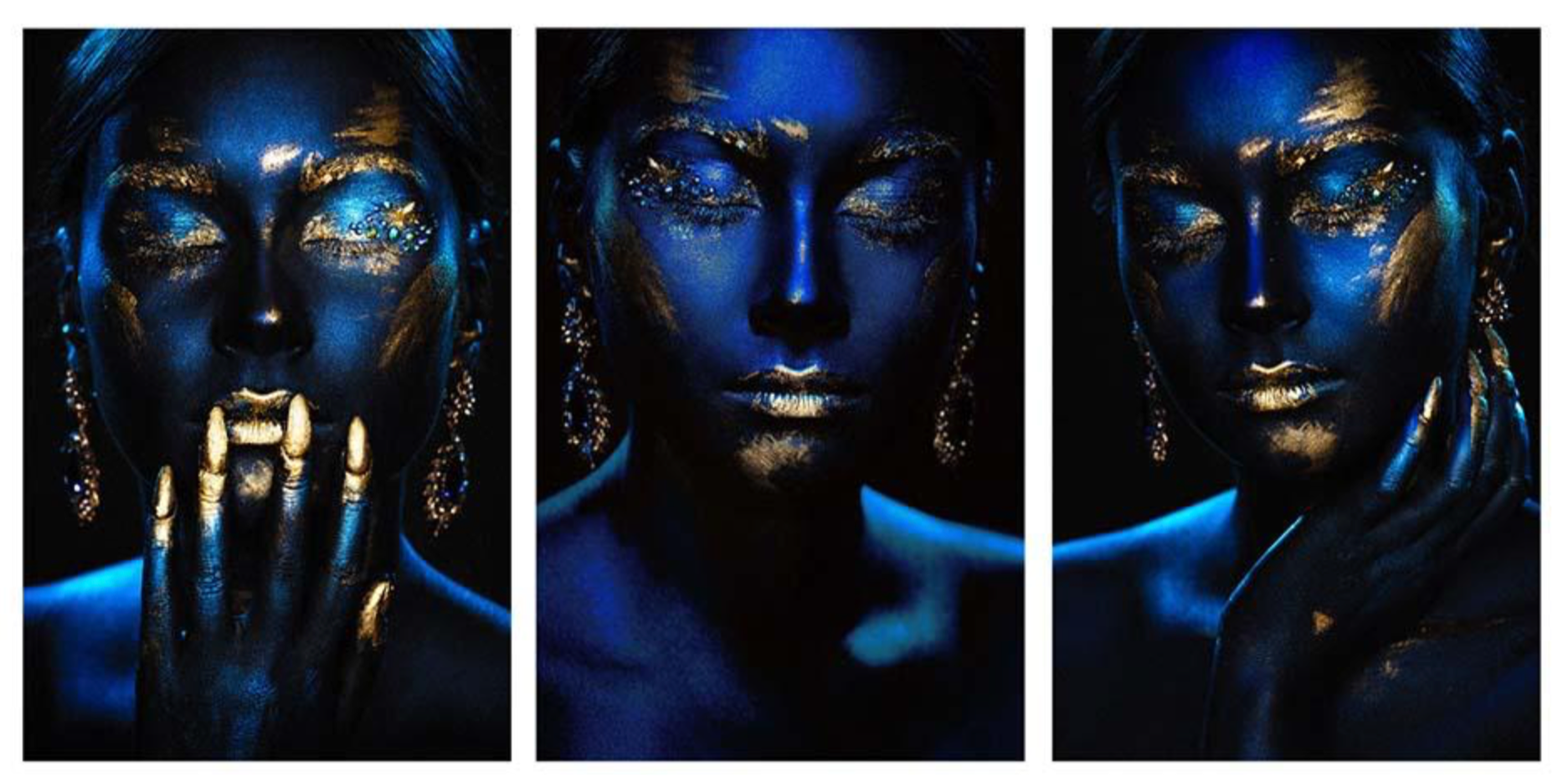 WOMEN BLUE AND GOLD SET 3 PC