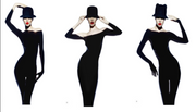 WOMAN WITH SHADOW DRESS AND BLACK HAT SET