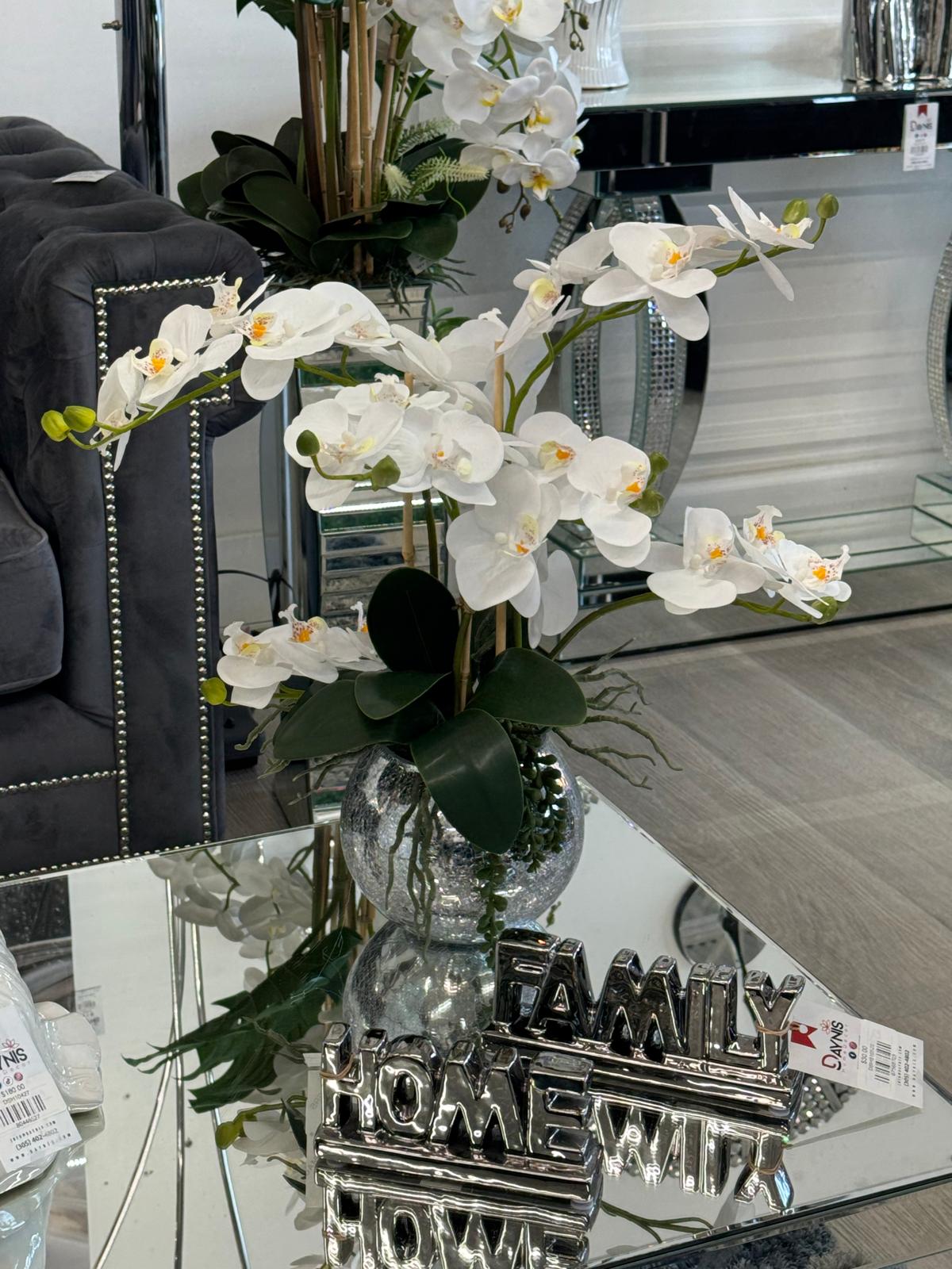 SMALL CIRCLE VASE ORCHIDS