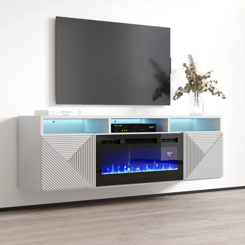 GIZA BL-EF FLOATING FIREPLACE TV STAND