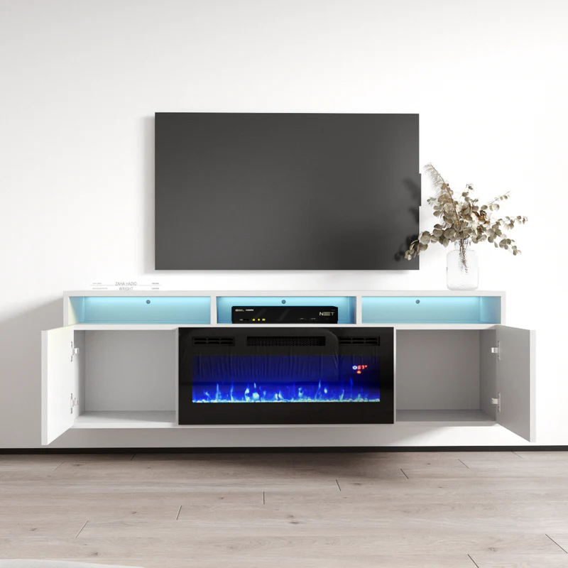 GIZA BL-EF FLOATING FIREPLACE TV STAND