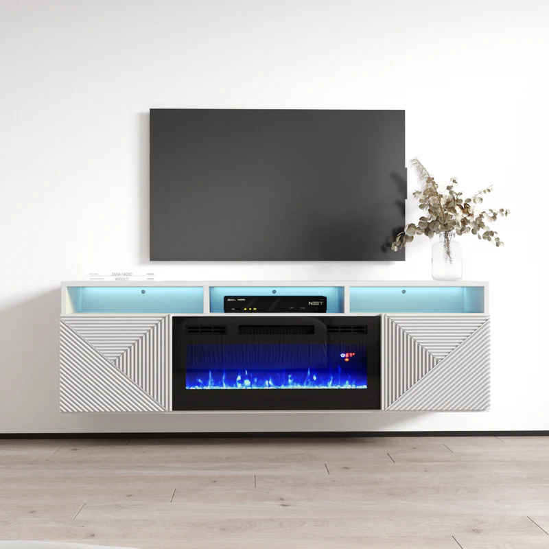 GIZA BL-EF FLOATING FIREPLACE TV STAND