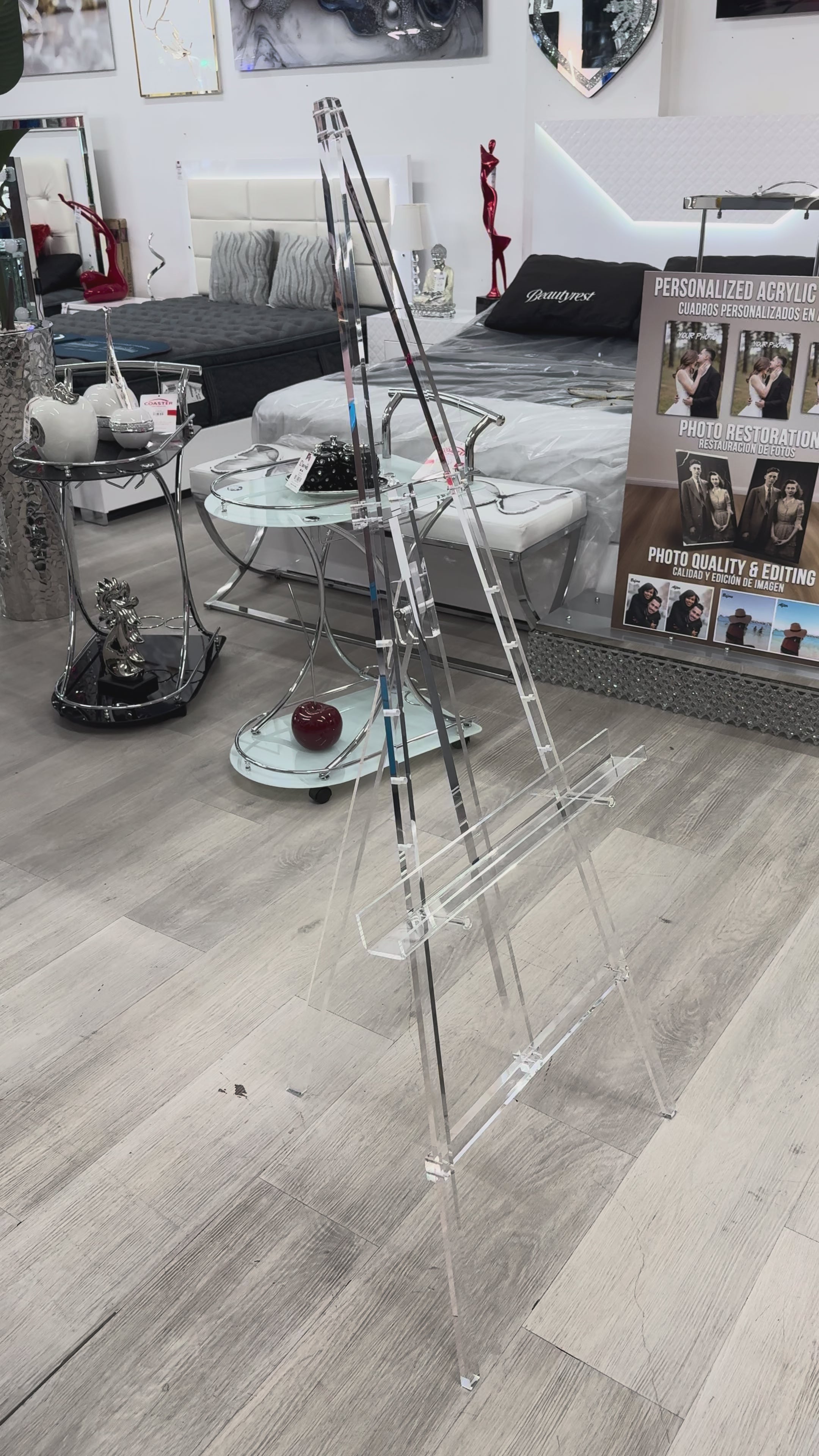Load video: CLEAR ACRYLIC DISPLAY EASEL