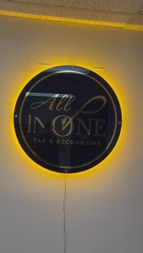 Load video: ACRYLIC LOGO WITH FRONT FACING LED LIGHTS
